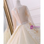 Champagne Tulle Appliques Long Sleeve Beading Wedding Dress