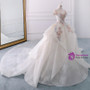White Ball Gown Lace Off The Shoulder Flower Wedding Dress