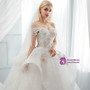 White Ball Gown Lace Off The Shoulder Flower Wedding Dress