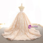 Champagne Ball Gown Strapless Lace Floor Length Wedding Dress