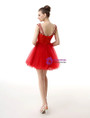 Red Mini Tulle With Beading Pleats Homecoming Dress