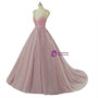 Pink Tulle Deep V-neck Sleeveless Backless Wedding Dresses
