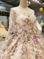 White Ball Gown Long Sleeve Flower Floor Length Wedding Dress