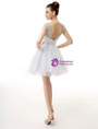 White Bateau Cap Sleeve Backless Homecoming Dress