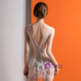 In Stock:Ship in 48 hours Deep V-neck Backless Allure See Through Prom Dress