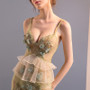 In Stock:Ship in 48 hours Green Spaghetti Straps Allure See Through Prom Dress