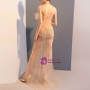 In Stock:Ship in 48 hours Champagne Tulle Allure See Through Prom Dress