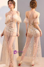 In Stock:Ship in 48 hours Pink Sequins Allure See Through Prom Dress