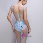 In Stock:Ship in 48 hours Blue Appliques Crystal Allure See Through Prom Dress
