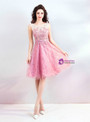 In Stock:Ship in 48 hours Pink Tulle Sequins Homecoming Dress