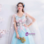 In Stock:Ship in 48 hours Blue Tulle V-neck Appliques Prom Dress