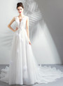 In Stock:Ship in 48 hours White V-neck Tulle Wedding Dress