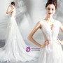In Stock:Ship in 48 hours White V-neck Tulle Wedding Dress