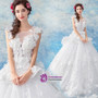 In Stock:Ship in 48 hours White Ball Gown Appliques Wedding Dress