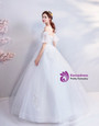In Stock:Ship in 48 hours Off The Shoulder Tulle Appliques Wedding Dress