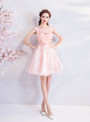 In Stock:Ship in 48 hours Pink Tulle Appliques Homecoming Dress