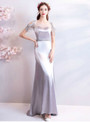 In Stock:Ship in 48 hours Mermaid Gray Backless Prom Dress