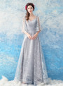In Stock:Ship in 48 hours Silver V-neck Backless Sequins Prom Dress