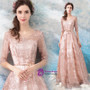 In Stock:Ship in 48 hours Pink Half Sleeve Backless Prom Dress