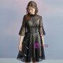 In Stock:Ship in 48 hours Black Tulle High Neck Short Sleeve Homecoming Dress