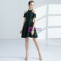 In Stock:Ship in 48 hours Green Halter Satin Homecoming Dress