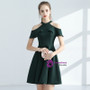 In Stock:Ship in 48 hours Green Halter Satin Homecoming Dress