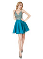 In Stock:Ship in 48 hours Blue Chiffon Spaghetti Straps Homecoming Dress