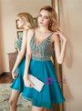 In Stock:Ship in 48 hours Blue Chiffon Spaghetti Straps Homecoming Dress