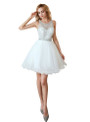 In Stock:Ship in 48 hours White Tulle Homecoming Dress With Beading
