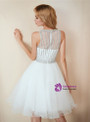 In Stock:Ship in 48 hours White Tulle Homecoming Dress With Beading