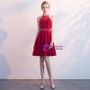 In Stock:Ship in 48 hours Red Halter Chiffon Homecoming Dress