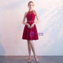 In Stock:Ship in 48 hours Red Halter Chiffon Homecoming Dress