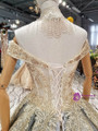 Gray Ball Gown Off The Shoulder Sequins Appliques Wedding Dress