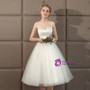 In Stock:Ship in 48 hours White Spaghetti Straps Tea length Wedding Dress