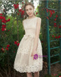 In Stock:Ship in 48 hours Champagne Lace With Bow Short Dress