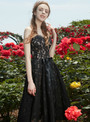 In Stock:Ship in 48 hours Black Sweetheart Lace Tea Length Dress