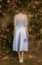 In Stock:Ship in 48 hours Blue Satin Embroidery Short Dress