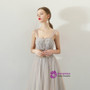 In Stock:Ship in 48 hours Gray Spaghetti Straps Tulle Prom Dress
