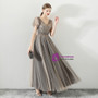 In Stock:Ship in 48 hours Gray V-neck Tulle With Beading Prom Dress