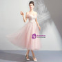 In Stock:Ship in 48 hours Pink Off The Shoulder Tea Length Prom Dress