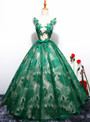 In Stock:Ship in 48 hours Green Ball Gown Lace Quinceanera Dresses