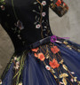 In Stock:Ship in 48 hours Blue Short Sleeve Embroidery Quinceanera Dresses