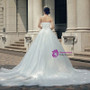 White Ball Gown Sweetheart Neck Backless Train Wedding Dress