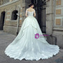White Ball Gown Satin Off The Shoulder Appliques Wedding Dress