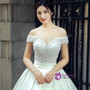 White Ball Gown Satin Off The Shoulder Appliques Wedding Dress