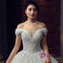 White Ball Gown Off The Shoulder Appliques Floor Length Wedding Dress