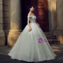 White Ball Gown Off The Shoulder Appliques Floor Length Wedding Dress