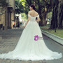 White Tulle Appliques Off The Shoulder Backless Wedding Dress