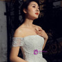 White Ball Gown Tulle Off The Shoulder Long Train Wedding Dress