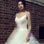 White Tulle Spaghetti Straps Backless Floor Length Wedding Dress